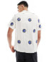 Paul Smith revere collar shirt in cream with all over blue print