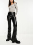 Фото #3 товара Noisy May faux leather flare trousers in black