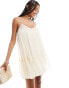 Фото #1 товара ASOS DESIGN chiffon trapeze mini dress with raw edge in ivory