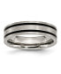 ფოტო #1 პროდუქტის Titanium Brushed Black Enamel Flat Wedding Band Ring