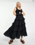 Reclaimed Vintage maxi smock dress with tiers in black