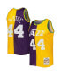 Фото #5 товара Men's Pete Maravich Purple, Yellow New Orleans Jazz Hardwood Classics 1974-75 Split Swingman Jersey