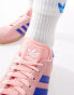 adidas Originals Gazelle trainers in pink and blue with gum sole