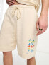 Фото #3 товара ASOS Daysocial co-ord relaxed short with multi coloured bubble logo in beige