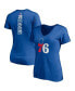 ფოტო #1 პროდუქტის Women's Ben Simmons Royal Philadelphia 76Ers Playmaker Logo Name Number V-Neck T-Shirt