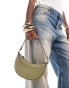 Mango leather look shoulder bag in khaki