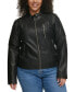 ფოტო #3 პროდუქტის Plus Size Faux Leather Motocross Racer Jacket