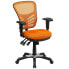 Mid-Back Orange Mesh Multifunction Executive Swivel Chair With Adjustable Arms