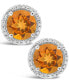 ფოტო #3 პროდუქტის Round-cut Gemstone and Diamond (1/6 ct. t.w.) Stud Earrings in Sterling Silver