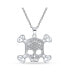 ფოტო #1 პროდუქტის Goth Biker Chick Pirate Skull And Crossbones Pave Cubic Zirconia CZ Pendant Necklace For Women For Sterling Silver