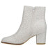 Corkys Razzle Dazzle Glitter Round Toe Zippered Booties Womens White Casual Boot