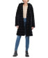 Women's Grooved Faux-Fur Hooded Coat