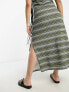 Фото #3 товара COLLUSION Plus striped maxi skirt co-ord in green