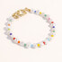 ფოტო #1 პროდუქტის 18K Gold Plated Freshwater Pearls with Colored Glass Beads - Amber Bracelet 7" For Women and Girls