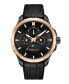 ფოტო #1 პროდუქტის Men's Multifunction Dress Sport Black Genuine Leather Silicone Watch 42mm