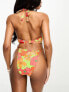 ASOS DESIGN Fuller Bust ring detail halter bikini top in retro floral print