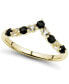 ფოტო #1 პროდუქტის Onyx and White Topaz (1/3 ct. t.w.) Chevron Ring in 14k Gold