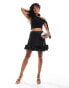 Фото #1 товара YAS satin mini skirt with pick up hem detail in black