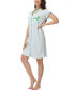 Women's Printed Notch Collar Short Sleeve with Ruffle Sleepshirt Nightgown