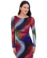 Фото #6 товара Petite Swirl-Print Boat-Neck Bodycon Dress