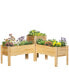 Фото #3 товара Raised Garden Bed, Set of 3 Wood Box & Trough Planters, Draining