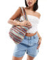 ASOS DESIGN hand crochet straw tote bag in multi stripe