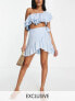Фото #1 товара Esmee Exclusive wrap frill beach skirt co-ord in blue