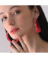 Women's Red Beaded Hoop Earrings