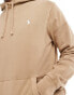 Polo Ralph Lauren icon logo cotton linen terry hoodie in khaki tan