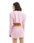 Bershka cropped blazer co-ord in pink