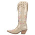 Фото #3 товара Dingo Poppy Floral Metallic Embroidery Studded Snip Toe Cowboy Womens Gold Casu