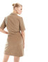 ASOS DESIGN button through cord mini dress in tobacco 32 - фото #8