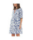 ფოტო #2 პროდუქტის Bella Button Through Linen Dress White/Lapis