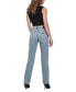 Фото #2 товара Women's Rhinestone-Embellished Straight-Leg Denim Jeans