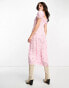 Фото #4 товара Повседневное платье & Other Stories розовое с цветочным принтом, с разрезом и объемными рукавами