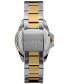 ფოტო #3 პროდუქტის Men's Quartz Analog Premium Dress Stainless Steel Two-Tone Watch 44mm
