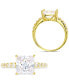 ფოტო #4 პროდუქტის Cubic Zirconia Cushion-Cut Engagement Ring in 14k Gold-Plated Sterling Silver