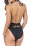 Bikini Lab Women's 243663 Black Plunge Front Halter One Piece Swimsuit Size L