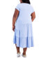Plus Size Solid Crewneck Tiered Midi Dress