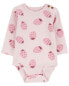 Baby Strawberry Ribbed Long-Sleeve Bodysuit NB