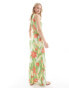 Фото #2 товара Vero Moda Tall sleeveless lettuce edge mesh dress in green floral print