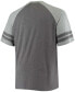 Фото #2 товара Men's Big and Tall Charcoal, Heathered Gray Carolina Panthers Two-Stripe Tri-Blend Raglan T-shirt