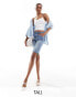 Фото #1 товара DTT Tall boyfriend fit denim shorts in light blue wash