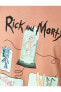 Erkek A.Kahverengi Rick And Morty T-Shirt Licensed Bisiklet Yaka Kisa Kollu Pamuklu