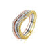 Elegant tricolor set of silver rings with zircons R00020