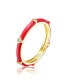 ფოტო #1 პროდუქტის RA 14k Yellow Gold Plated with Cubic Zirconia Red Enamel Bamboo Kids/Young Adult Stacking Ring