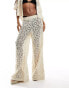 South Beach crochet beach trouser co-ord in cream