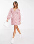 Фото #3 товара Glamorous wrap mini tea dress in pink ditsy