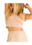 ფოტო #2 პროდუქტის Strut Waffle Crochet Short Sleeve Crop Top