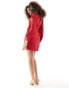 & Other Stories twist front mini dress in red